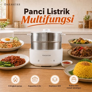 【one-meter】Panci Listrik Multifungsi｜2.5L Goreng Rebus Kukus