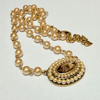 16"+2" 項鍊 6mm珍珠 水鑽 霧金色 6mm Pearl / Crystal / Matt Gold