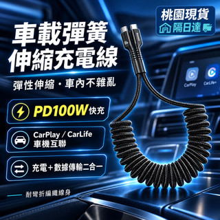 【台灣現貨】Baseus倍思 魚眼車載彈簧快充線 蘋果PD充電線 iPhone伸縮傳輸線 防纏繞充電線 充電傳輸線