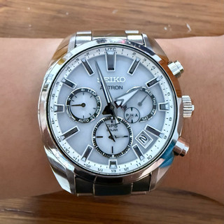 SEIKO 精工 Astron 5X53 雙時區太陽能GPS衛星定位手錶 SSH047J1 白麵