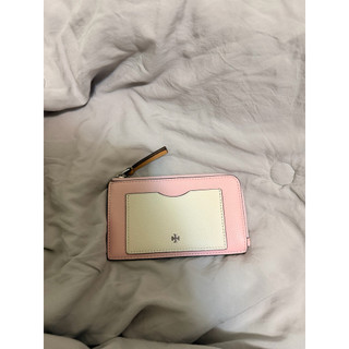 全新Tory Burch 粉白色卡夾零錢包（百鈔需對折）(買就送小包包）