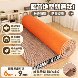 隔音地毯 TPE地墊 厚度6mm/9mm 可裁剪 樓上樓下隔音 電腦椅保護墊 辦公室臥室 防滑耐髒 環保無甲醛水晶絨地墊