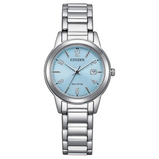 CITIZEN 星辰錶 Lady's 光動能 水藍色面不鏽鋼女錶 29.4mm FE1241-71L 全球保固3年
