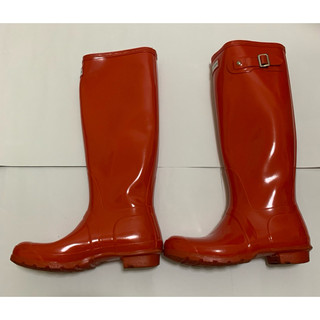 HUNTER Original Gloss 長筒雨靴 EU39 UK6 橘色 Clementine｜附原盒襪套保證卡發票