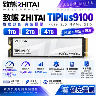 致態 ZhiTai TiPlus9100 1TB 2TB 4TB /M.2 PCIe Gen5/TLC