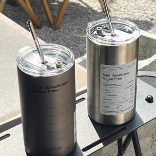 冰美式杯 外帶不鏽鋼保溫咖啡吸管杯 冰霸杯 大容量辦公室露營冷萃600ml水壺隨行杯環保杯