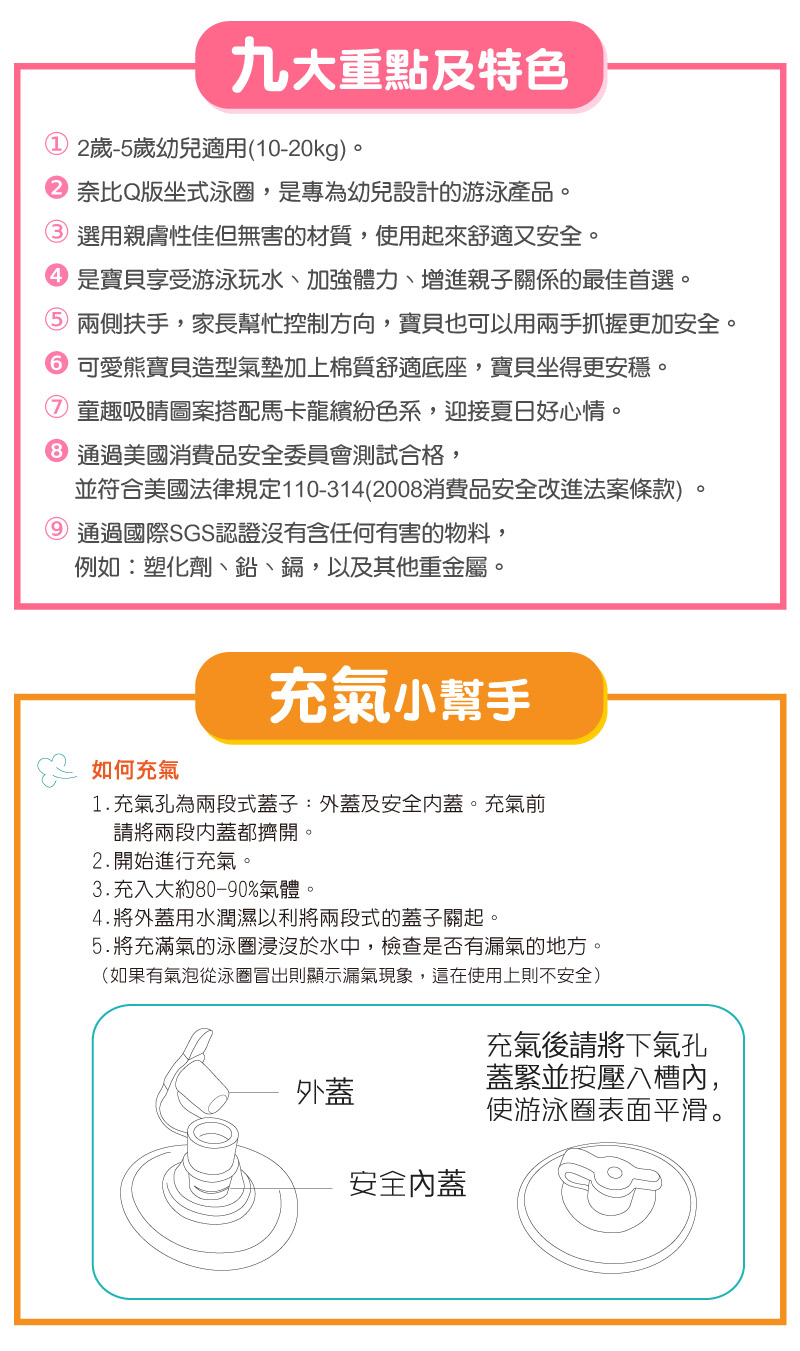 韓國 Winnie Connie - Q版坐式泳圈-綠色