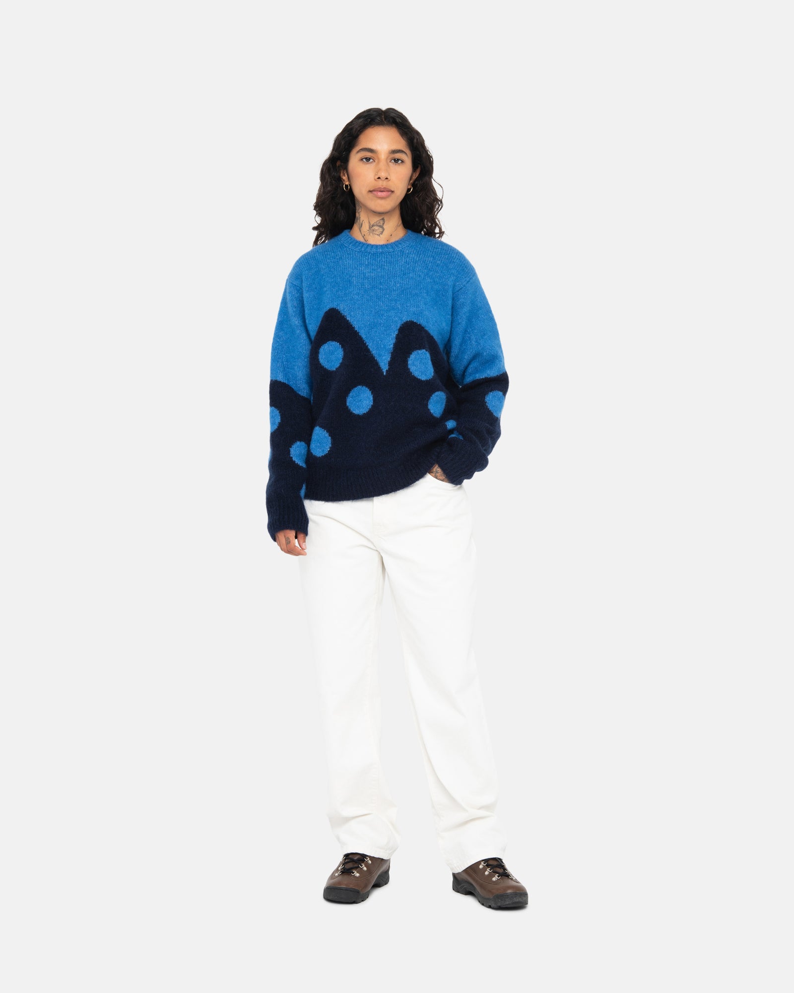 STUSSY Dice Fuzzy Crew ニット M 23aw 車庫服飾】Stussy 23FA DICE FUZZY CREW