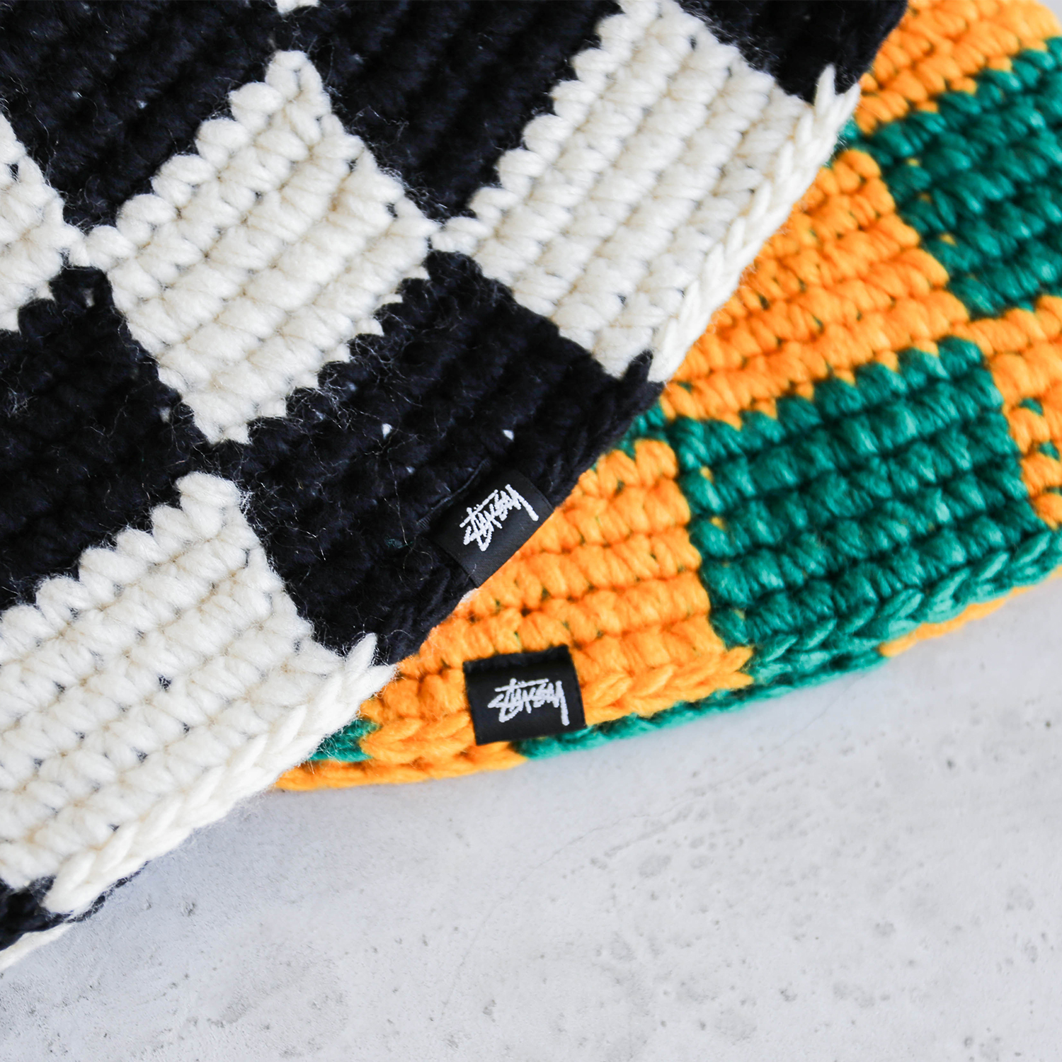 帽子 STUSSY BUCKET HAT CHECKER KNIT Checker Knit Bucket Hat