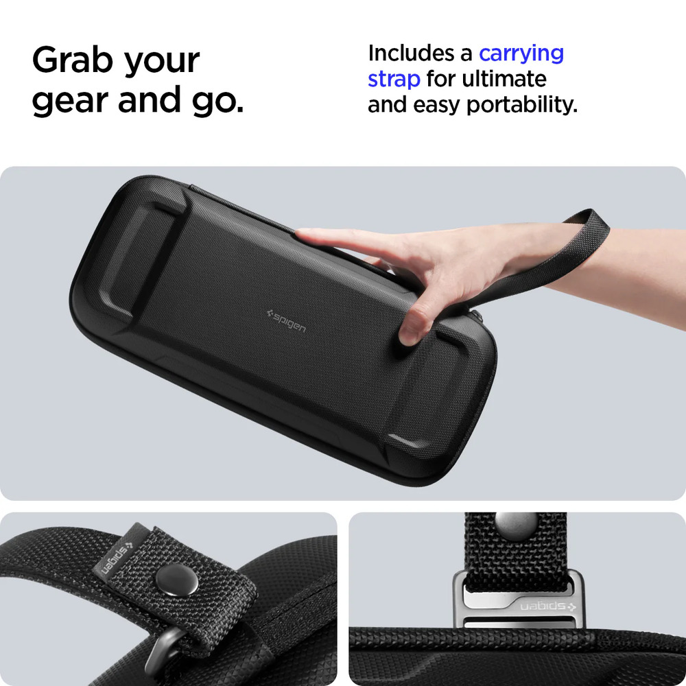 Grab yourgear and go.Includes a carryingstrap for ultimateand easy portability.spigenspigenuabids