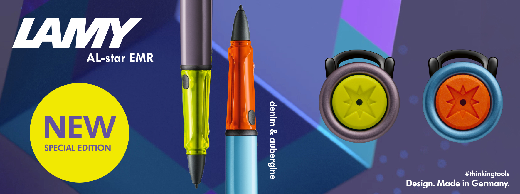 LAMYAL-star EMRNEWSPECIAL EDITIONdenim & aubergine#thinkingtoolsDesign. Made in Germany.