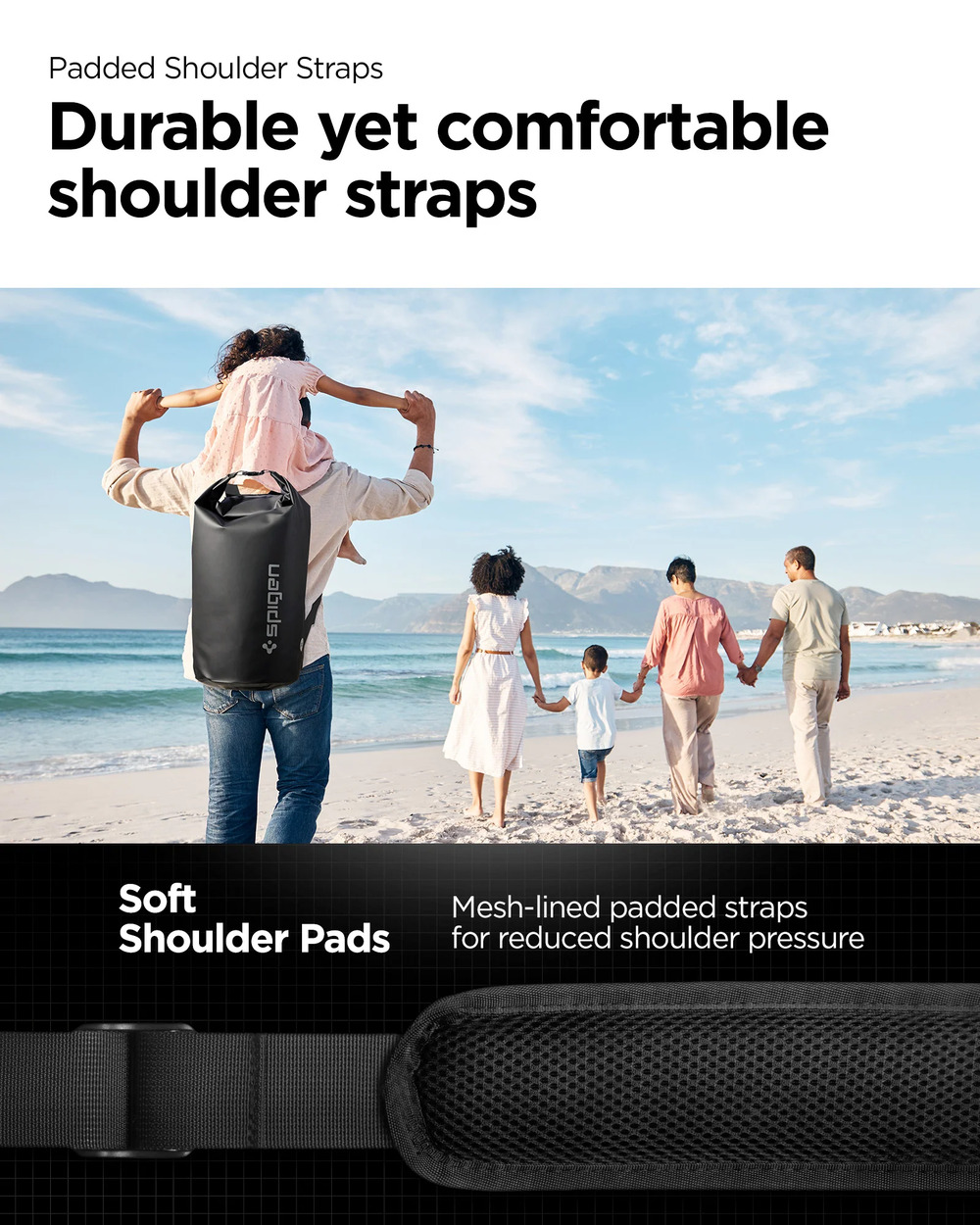 Padded Shoulder StrapsDurable yet comfortableshoulder strapsSoftShoulder PadsMesh-lined padded strapsfor reduced shoulder pressure