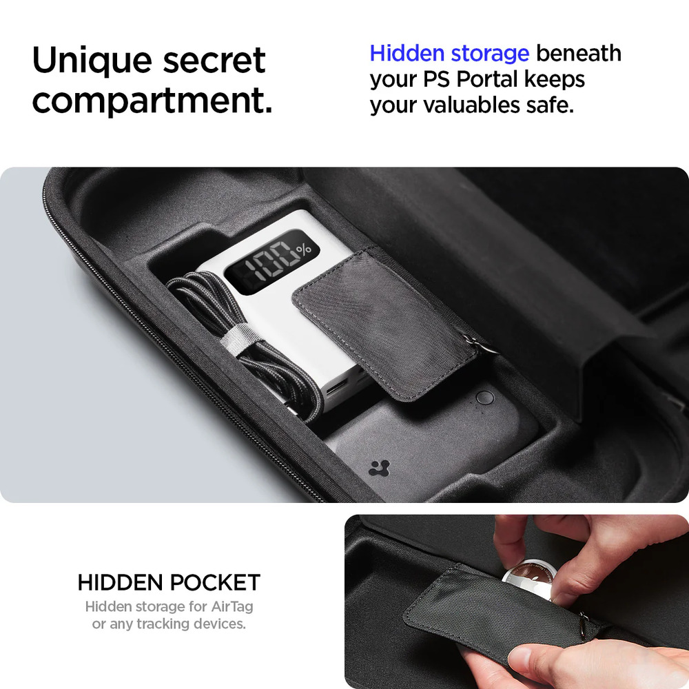 Unique secretcompartment100%Hidden storage beneathyour PS Portal keepsyour valuables safe.HIDDEN POCKETHidden storage for AirTagor any tracking devices.
