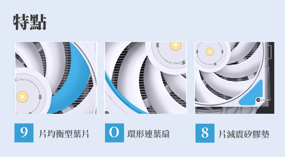 特點SNO 片均衡型葉片 環形連葉扇 片減震矽膠墊