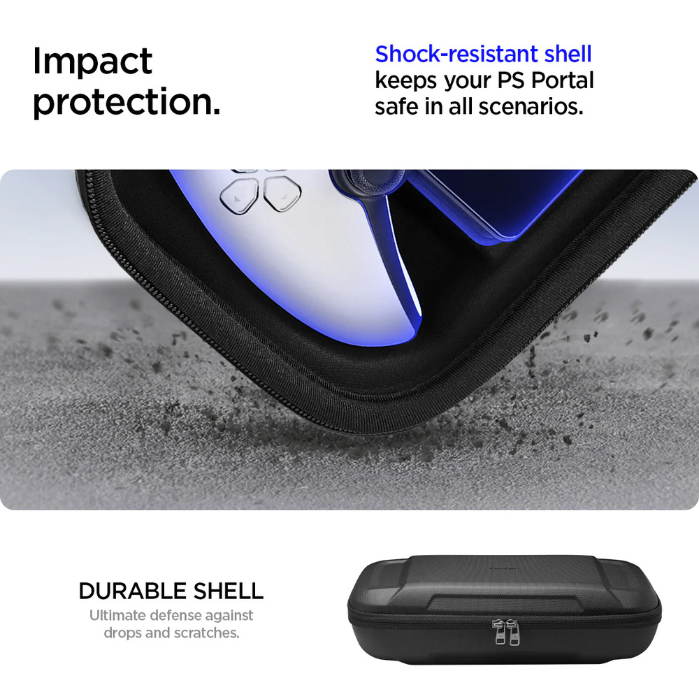ImpactprotectionDURABLE SHELLUltimate defense againstdrops and scratches.Shock-resistant shellkeeps your PS Portalsafe in all scenarios.