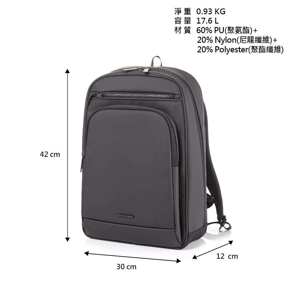 42 cm0.93 KG容量 17.6 L材質 60% PU聚氨酯+20% Nylon +20% Polyester()30 cm12 cm