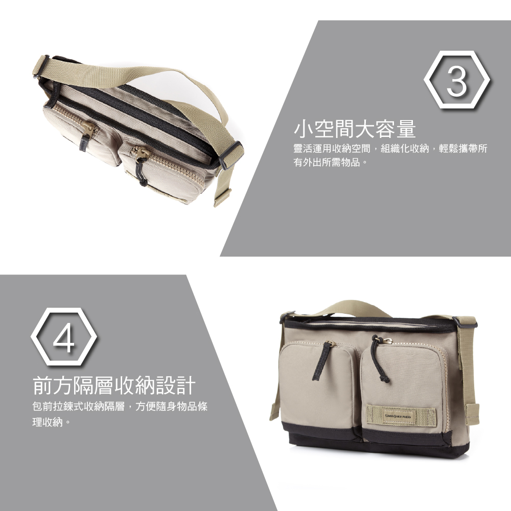 4前方隔層收納設計包前拉鍊式收納隔層,方便隨身物品條理收納。小空間大容量3靈活運用收納空間,組織化收納,輕鬆攜帶所有外出所需物品。