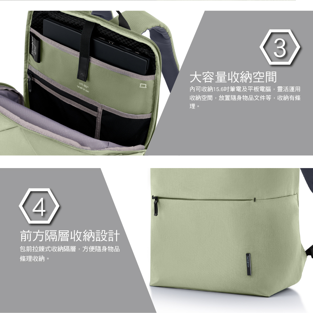 4前方隔層收納設計包前拉鍊式收納隔層,方便隨身物品條理收納。大容量收納空間3內可收納15.6吋筆電及平板電腦,靈活運用收納空間,放置隨身物品文件等,收納有條理。