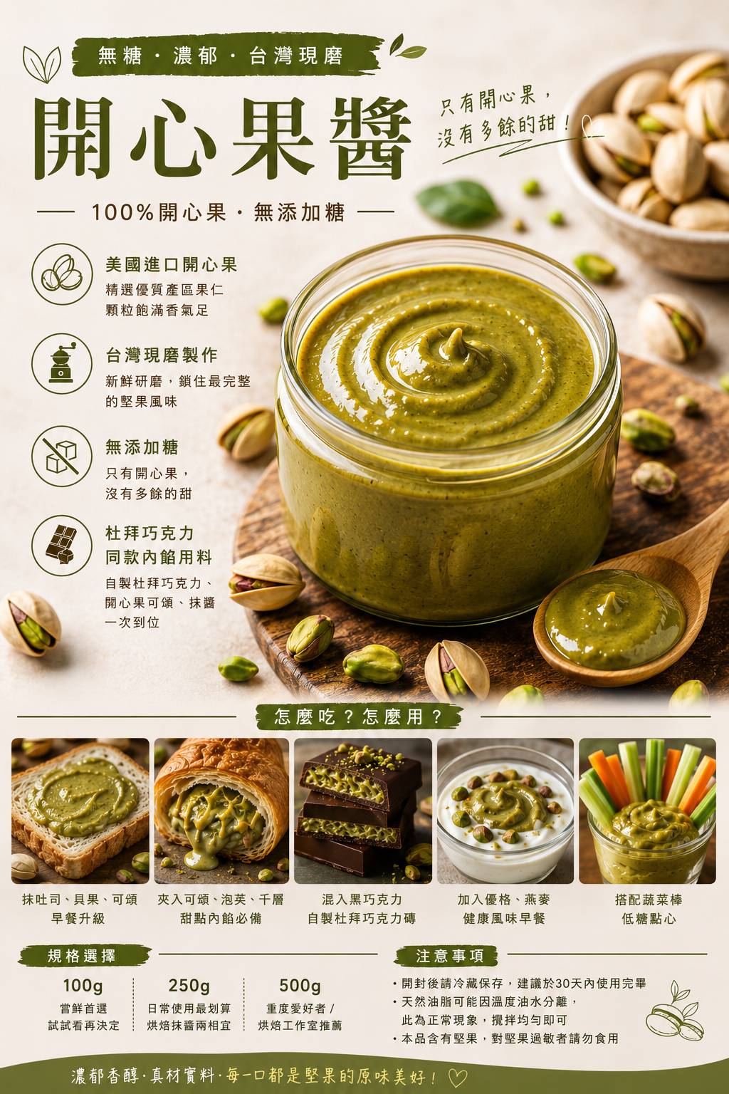 開心果醬 100%無糖開心果醬 杜拜巧克力 抹醬