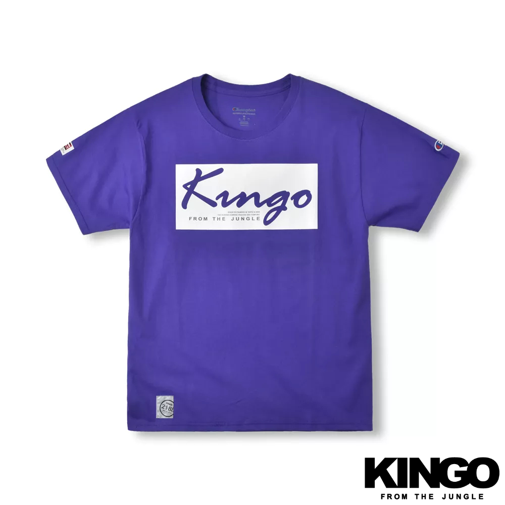 KINGO男款｜KINGO x Champion 6.1oz 高磅 Logo TEE紫色211719-85