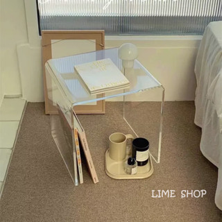 『LIME』ins風輕奢壓克力透明小茶几 小板凳 換鞋凳 和室桌 茶几 邊桌 沙發邊幾 置物桌 展示檯（可客製化尺寸）
