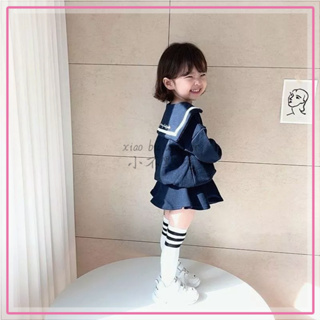 ✨小不點兒✨女童衛衣套裝2022秋款兒童寶寶學院海軍領半身裙兩件套(90cm-140cm)