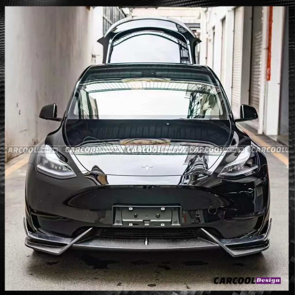 (全台可安裝）Tesla特斯拉 Model Y 升級碳纖維卡夢adro款後下巴 後擾流 前下巴 側裙 尾翼 空力套件