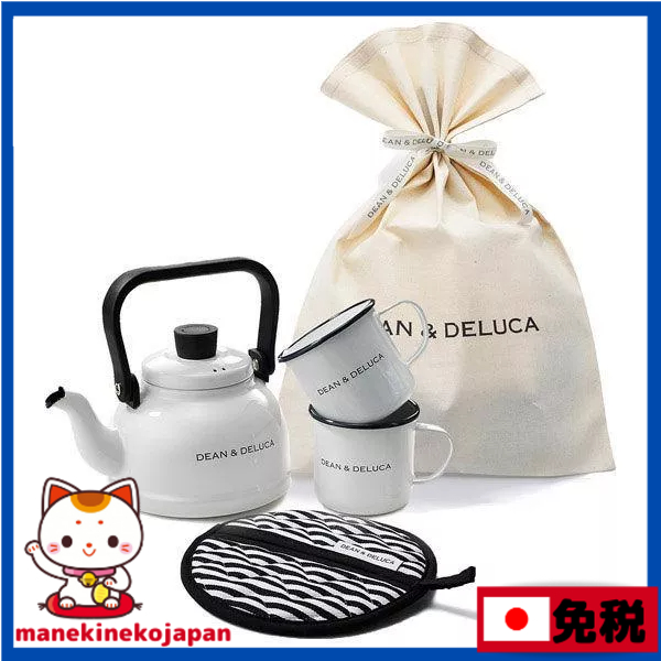 日本  DEAN &amp; DELUCA　琺瑯茶壺茶杯禮品組 1個 附紙袋