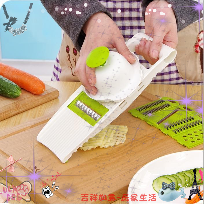 出清  廚房多功能5合1切菜器 切絲 切片 切花 切菜 切格子 磨泥 刨絲 輔助器不傷手