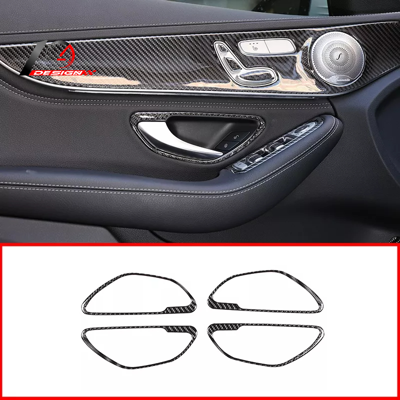適用於賓士 Benz C級GLC X253 W205 2016-2019內門把手框架裝飾罩3D內部貼紙配件