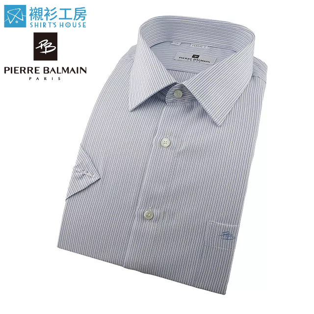 皮爾帕門pb藍白條紋、上班族洽公、合身短袖襯衫68042-02-襯衫工房
