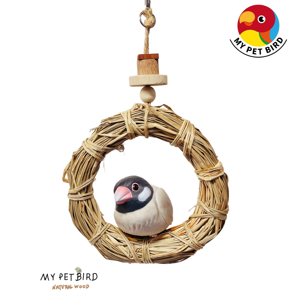 MY PET BIRD 圈圈草窩｜天然草編｜文鳥小鸚鵡｜草編草製玩具 ｜天然鞦韆玩具 ｜手工編織 W540