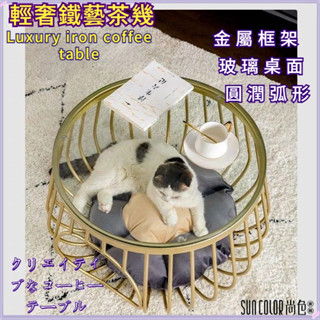 尚色家居 ins 北歐鐵藝客廳茶臺 人貓共用茶几 小型寵物貓窩 家用玻璃茶桌 茶幾 貓籠 茶桌 書桌 咖啡桌 邊幾 圓桌