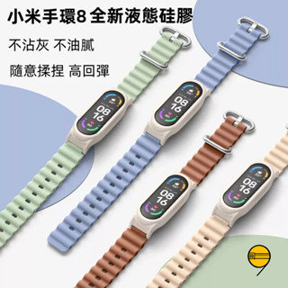小米矽膠錶帶 適用於 小米手環 9 8 Pro 小米手環 9 錶帶 小米手環 8 NFC 錶帶 紅米 5 4 防水錶帶