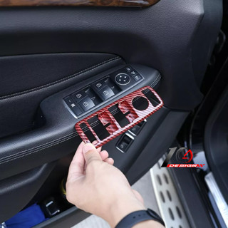 適用於賓士 BenzA B C e級GLE GLA CLA GLK W246ABS紅色碳纖維車窗升降開關按鈕框架貼紙