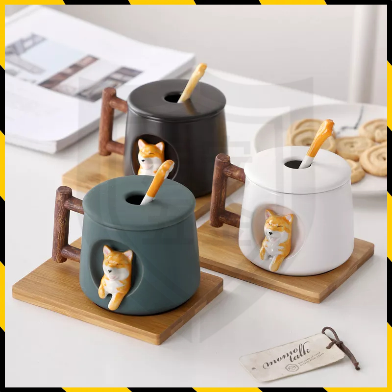 【現貨特惠】創意柴犬馬克杯（內含勺子） 立體柴犬陶瓷咖啡杯 禮物首選 情侶搭配