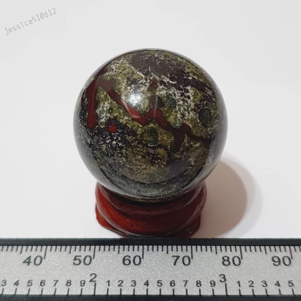 龍血石球 +木底座 水晶球 J926S 礦石球 擺飾  收藏 禮物