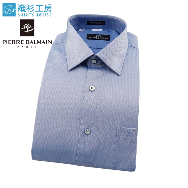 皮爾帕門pb藍色鱔魚目緹花、氣質儒雅紳仕合身長袖襯衫65114-05-襯衫工房
