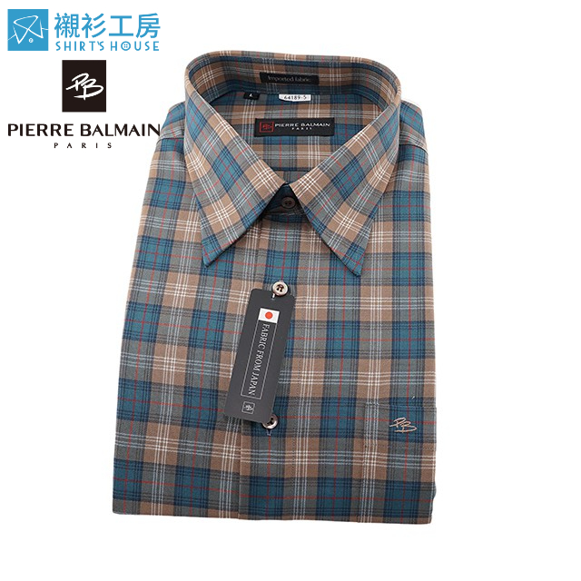 皮爾帕門pb天空藍格紋、對花對格、薄羊毛進口素材、寬鬆版下擺齊支可當襯衫外套64189-05-襯衫工房