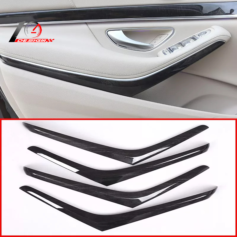 適用於賓士 Benz w222s級S320 2014-2017 ABS深色木紋內飾門飾條