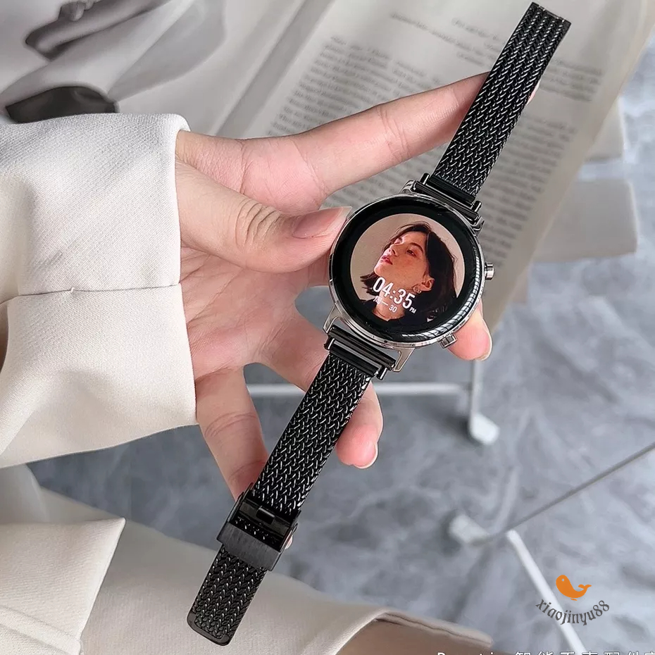 20mm/22mm/14mm細版麥穗紋不鏽鋼錶帶 適用華米三星手錶 米動青春版 小米運動版 Garmin Lily2錶帶
