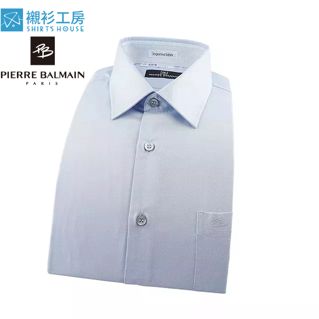 皮爾帕門pb藍色素面進口素材搶先上市、都會上班族搭領帶必備、領座配布亮面合身長袖襯衫69105-02 -襯衫工房