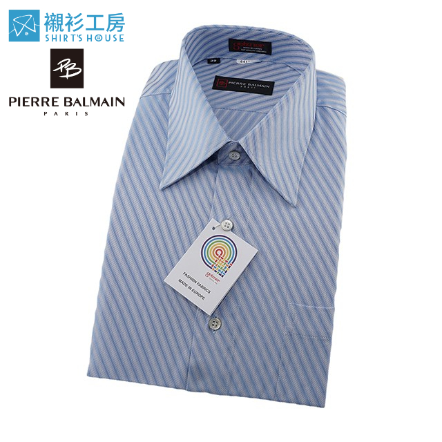 皮爾帕門pb藍色寬斜紋緹花、進口素材、超值寬鬆版長袖襯衫64178-02-襯衫工房