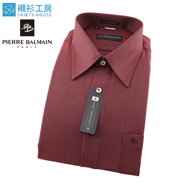 皮爾帕門pb暗紅色斜紋素面、保暖厚料、寬鬆版下擺齊支可當襯衫外套64188-03-襯衫工房