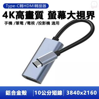 [現貨] 4K高畫質鋁合金手機電腦Type-C轉HDMI影音轉接短線 USB-C 轉HDMI 手機連接電視 投屏線