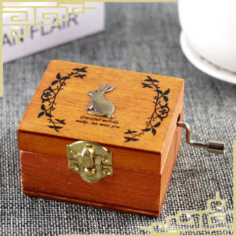 中國風八音盒 音樂盒 禮物 創意復古木質手搖式音樂盒迷你小巧生日動物禮品八音盒送女友兒童