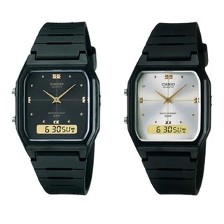 經緯度鐘錶CASIO復古型雙顯錶腕錶 電子+石英 復古典藏方形 學生開學季上班族型女超薄款【↘超低價】AW-48HE