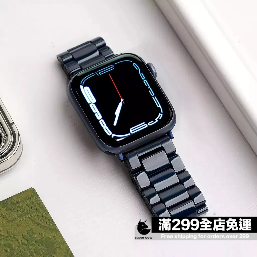 陶瓷錶帶 適用 Apple watch 8 7 6 se Ultra 防水錶帶 45mm 49mm S8 蘋果手錶錶帶