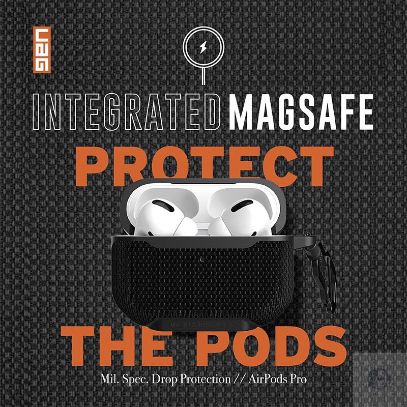 【UAG】 Airpods Pro2/Pro 兼容磁吸Magsafe 耐衝擊保護殼-尼龍黑 軍用黑airpods pro