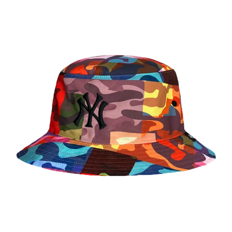 47 漁夫帽 MLB PSYCHEDELIC CAMO 紐約洋基 NY 迷彩 立體刺繡 平頂漁夫帽 【TCC】